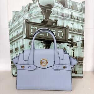 Michael Kors Light Blue  Leather Satchel Bag Top Handle Crossbody Handbag